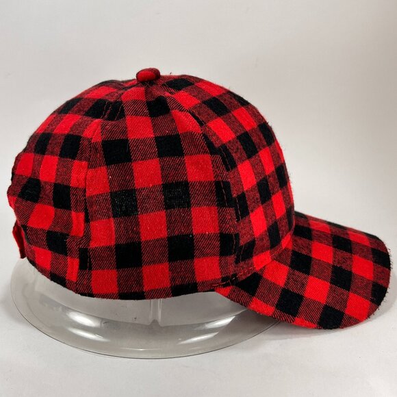 Classic Buffalo Plaid Strap Back Cap Hat Red Checkered Baseball Outdoor Mens - Picture 5 of 12